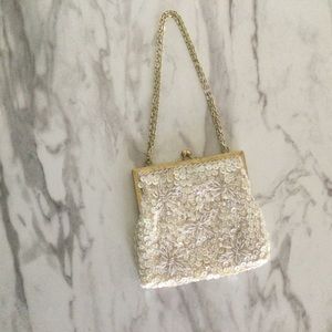 Ivory Beaded Evening Bag/Bridal Purse